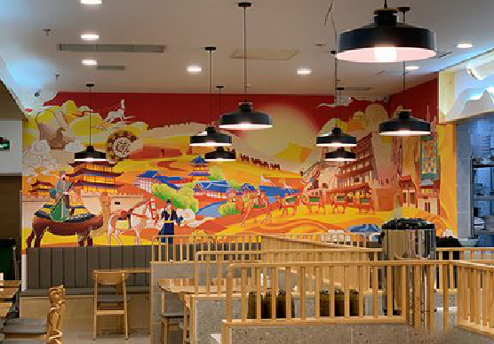 舞钢商业空间彩绘介绍。