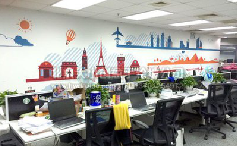 舞钢教你设计办公室墙绘的方法。