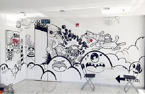 舞钢手绘墙并非传统涂鸦。